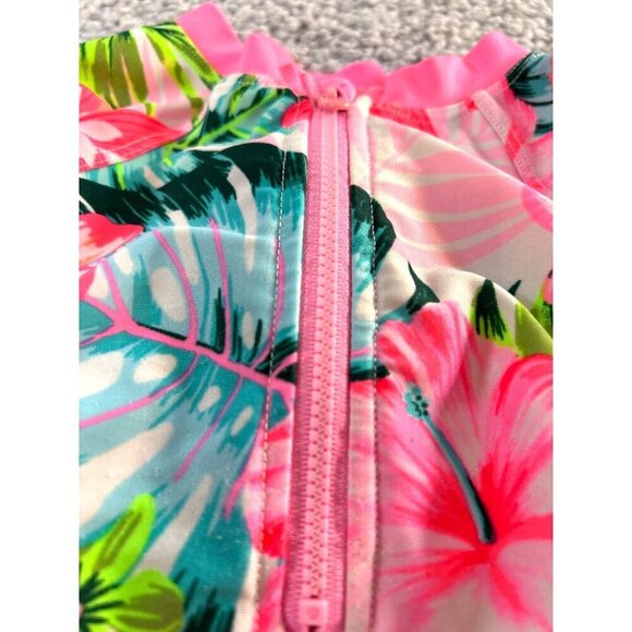 Wonder Nation Toddler Girls Bathing Suit Multicolored Hawaii Print Long Sleeve Z - Picture 2 of 7